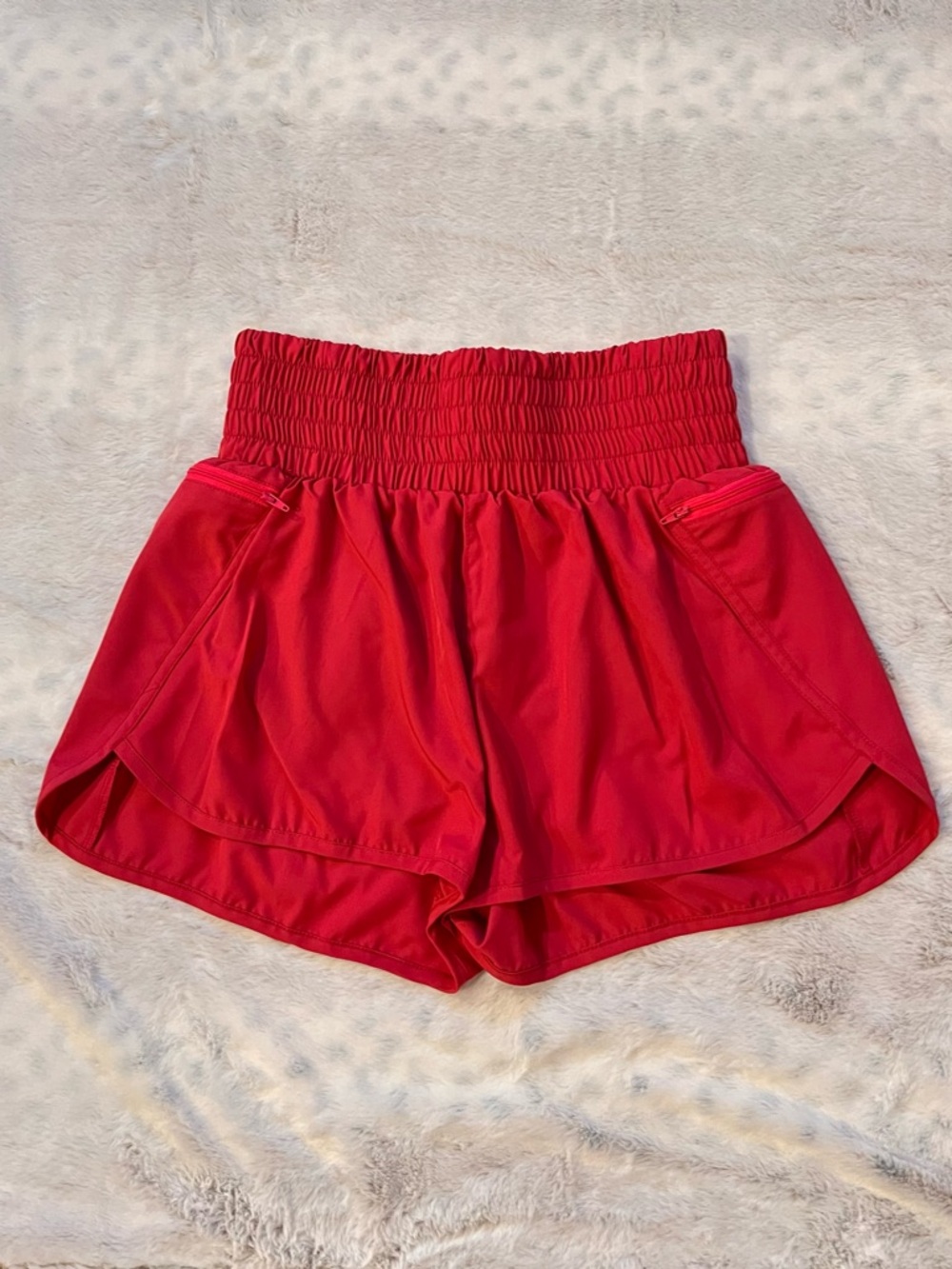 Women’s Athletic Smocked Waist Shorts - Red